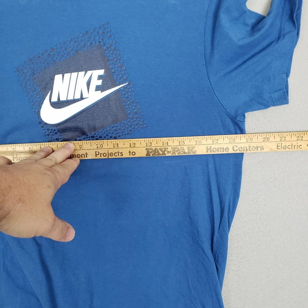 The Nike Tee Shirt Bright Blue Spellout Logo Swoosh Athleisure Basic Mens Size S